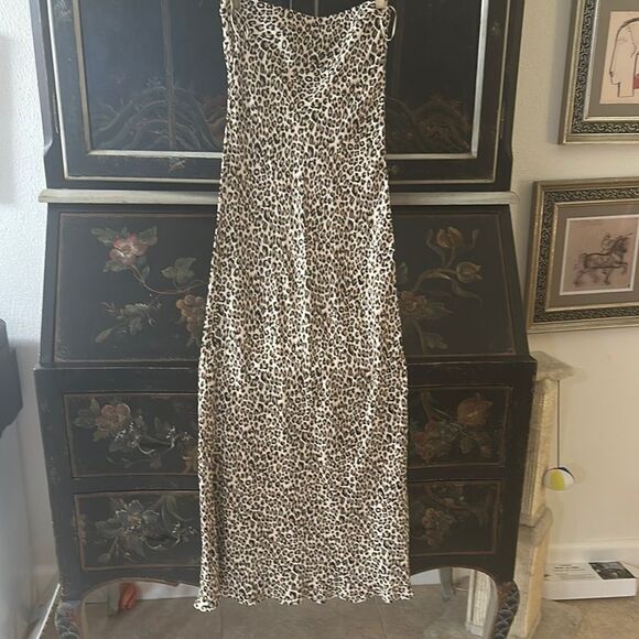Anthropologie Leopard Print Strapless Fitted Maxi Dress - Picture 8 of 8